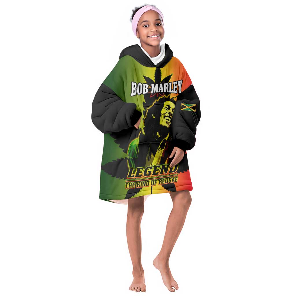 Afro Jamaica Legend Bob Kid Wearable Blanket Hoodie The King Of Reggae