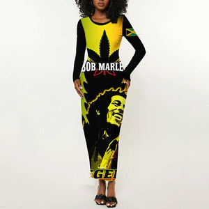 Afro Jamaica Legend Bob Long Sleeve Bodycon Dress The King Of Reggae LT14