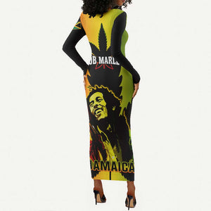 Afro Jamaica Legend Bob Long Sleeve Bodycon Dress The King Of Reggae LT14
