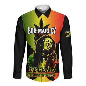 Afro Jamaica Legend Bob Long Sleeve Button Shirt The King Of Reggae