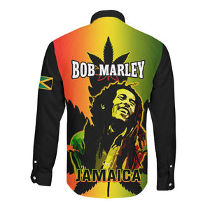 Afro Jamaica Legend Bob Long Sleeve Button Shirt The King Of Reggae