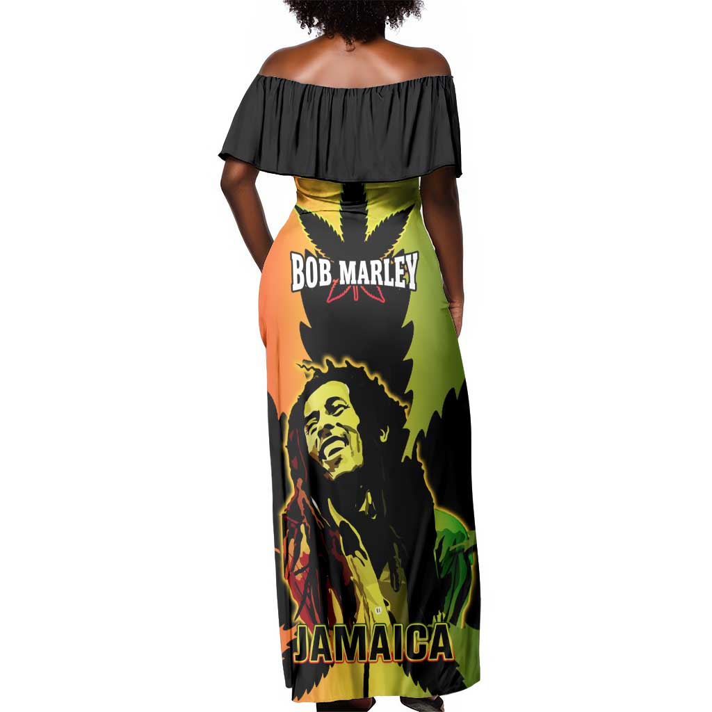 Afro Jamaica Legend Bob Off Shoulder Maxi Dress The King Of Reggae