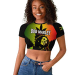 Afro Jamaica Legend Bob Raglan Cropped T shirt The King Of Reggae