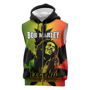 Afro Jamaica Legend Bob Sleeveless Zip Hoodie The King Of Reggae - African Pride