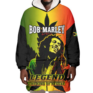 Afro Jamaica Legend Bob Wearable Blanket Hoodie The King Of Reggae
