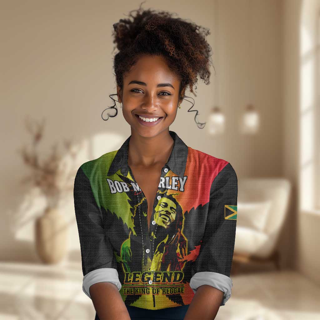Afro Jamaica Legend Bob Women Casual Shirt The King Of Reggae LT14