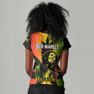 Afro Jamaica Legend Bob Women V-Neck T-Shirt The King Of Reggae