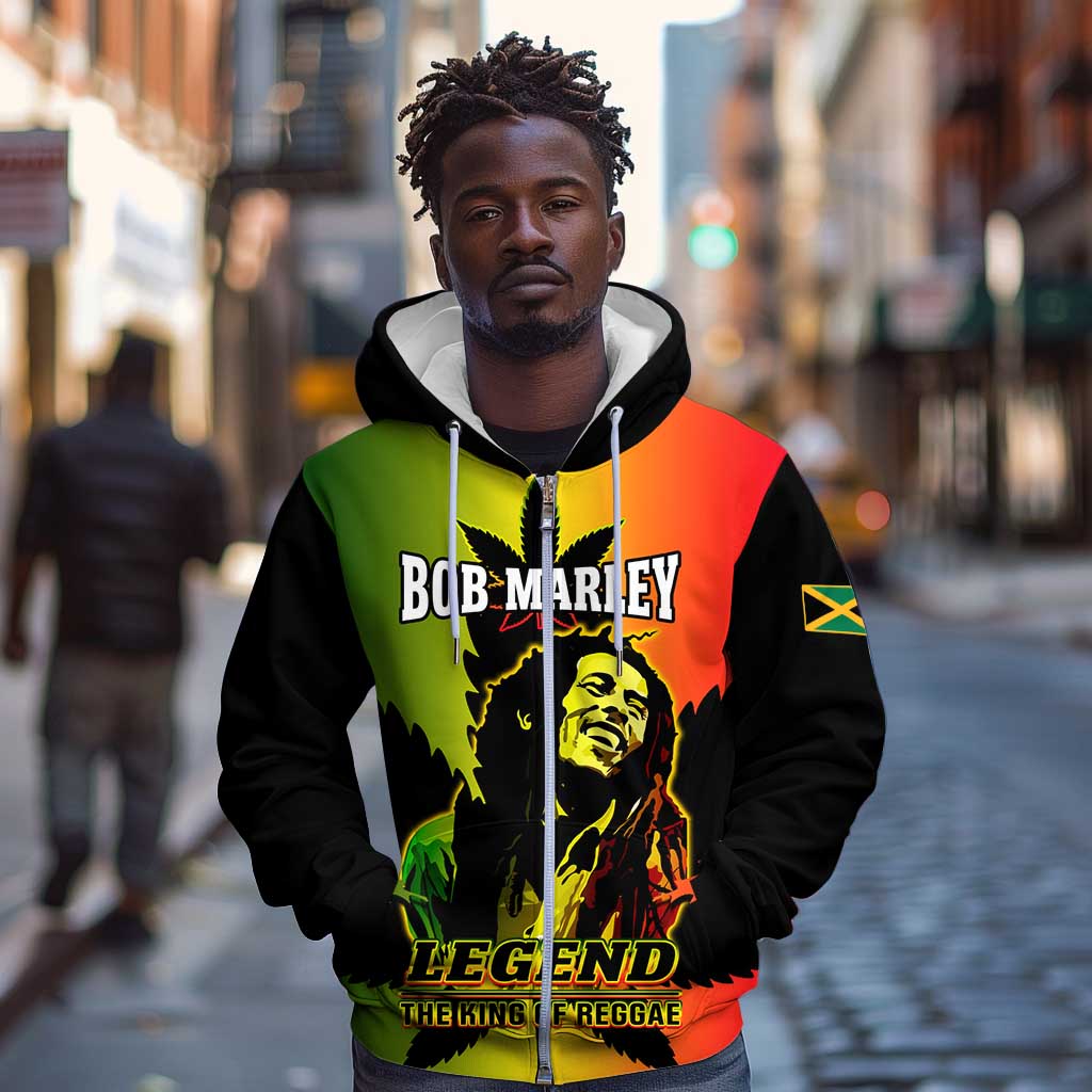 Afro Jamaica Legend Bob Zip Hoodie The King Of Reggae