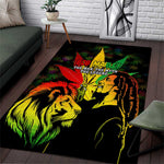 Afro Jamaica Legend Bob Area Rug Lion With Cannabis Leaf Pattern LT14