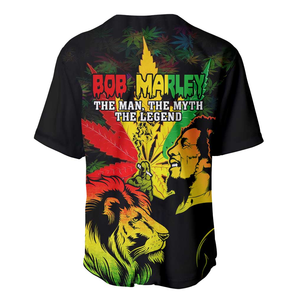 Afro Jamaica Legend Bob Baseball Jersey Lion Cannabis Leaf Pattern - African Pride