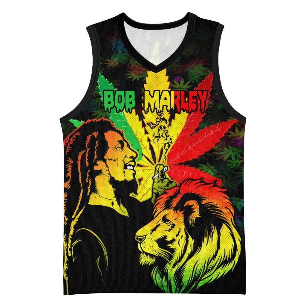 Afro Jamaica Legend Bob Basketball Jersey Lion With Cannabis Leaf Pattern LT14