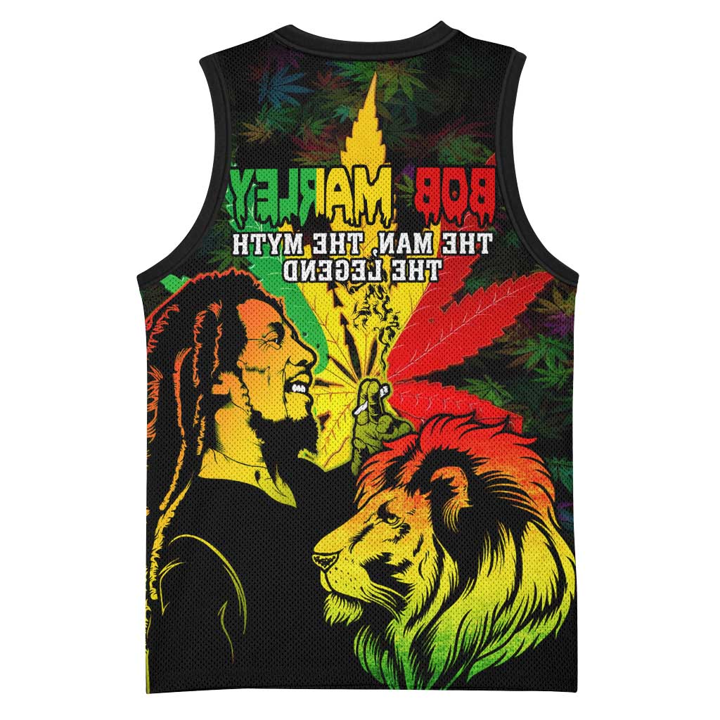 Afro Jamaica Legend Bob Basketball Jersey Lion With Cannabis Leaf Pattern LT14