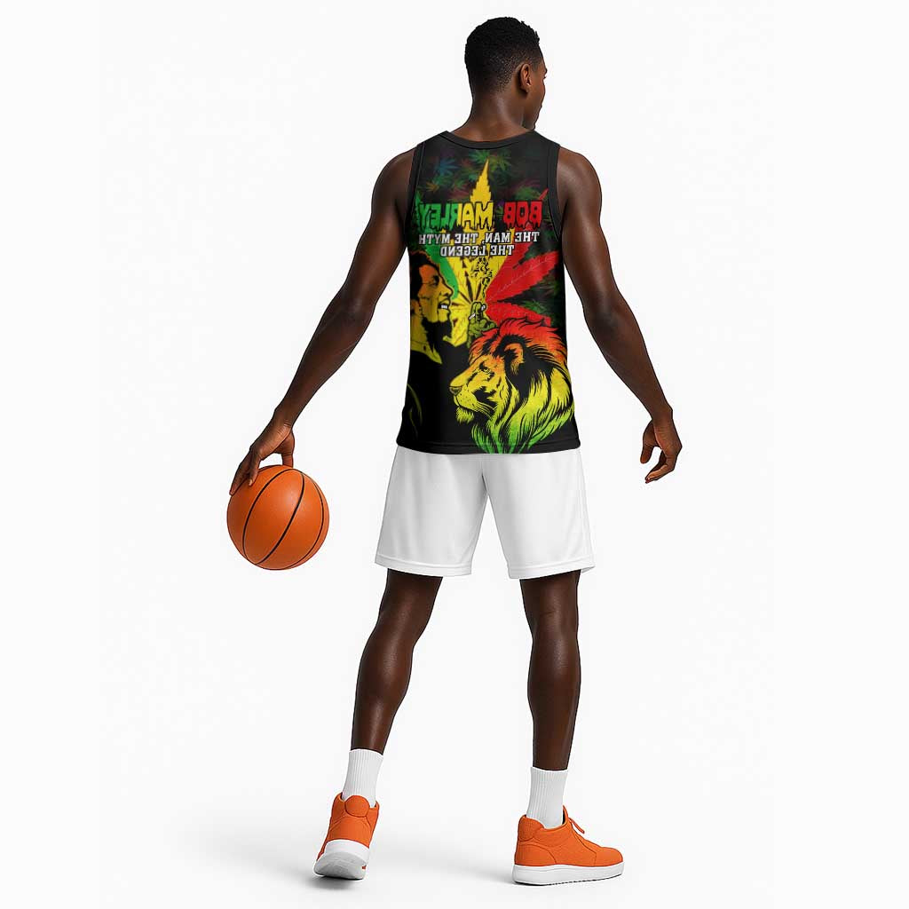 Afro Jamaica Legend Bob Basketball Jersey Lion With Cannabis Leaf Pattern LT14