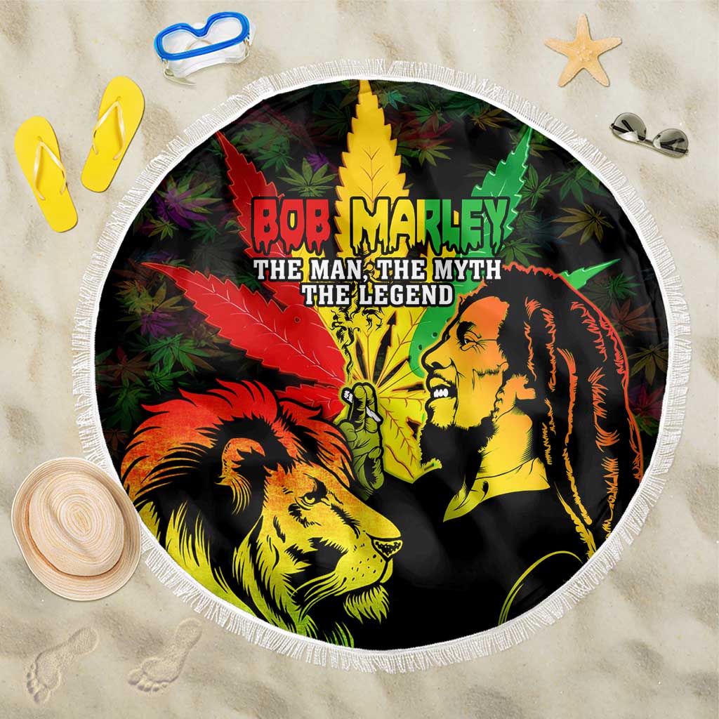 Afro Jamaica Legend Bob Beach Blanket Lion With Cannabis Leaf Pattern LT14