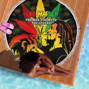 Afro Jamaica Legend Bob Beach Blanket Lion With Cannabis Leaf Pattern LT14
