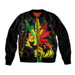 Afro Jamaica Legend Bob Bomber Jacket Lion With Cannabis Leaf Pattern LT14