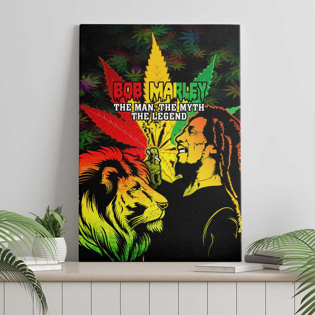 Afro Jamaica Legend Bob Canvas Wall Art Lion With Cannabis Leaf Pattern LT14