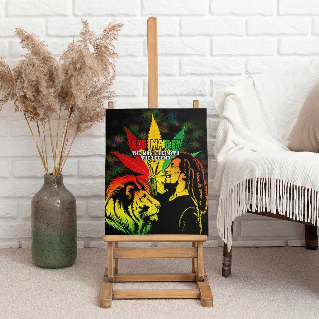 Afro Jamaica Legend Bob Canvas Wall Art Lion With Cannabis Leaf Pattern LT14