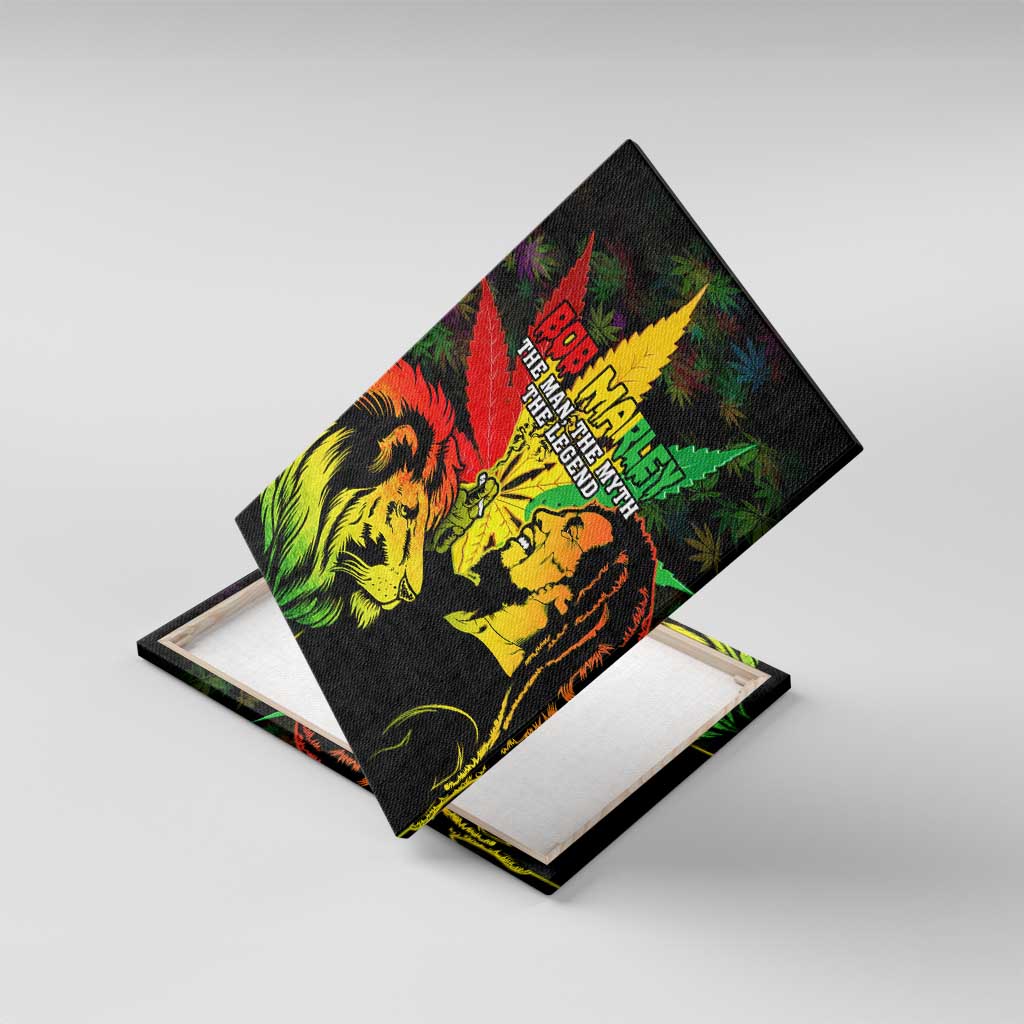 Afro Jamaica Legend Bob Canvas Wall Art Lion With Cannabis Leaf Pattern LT14