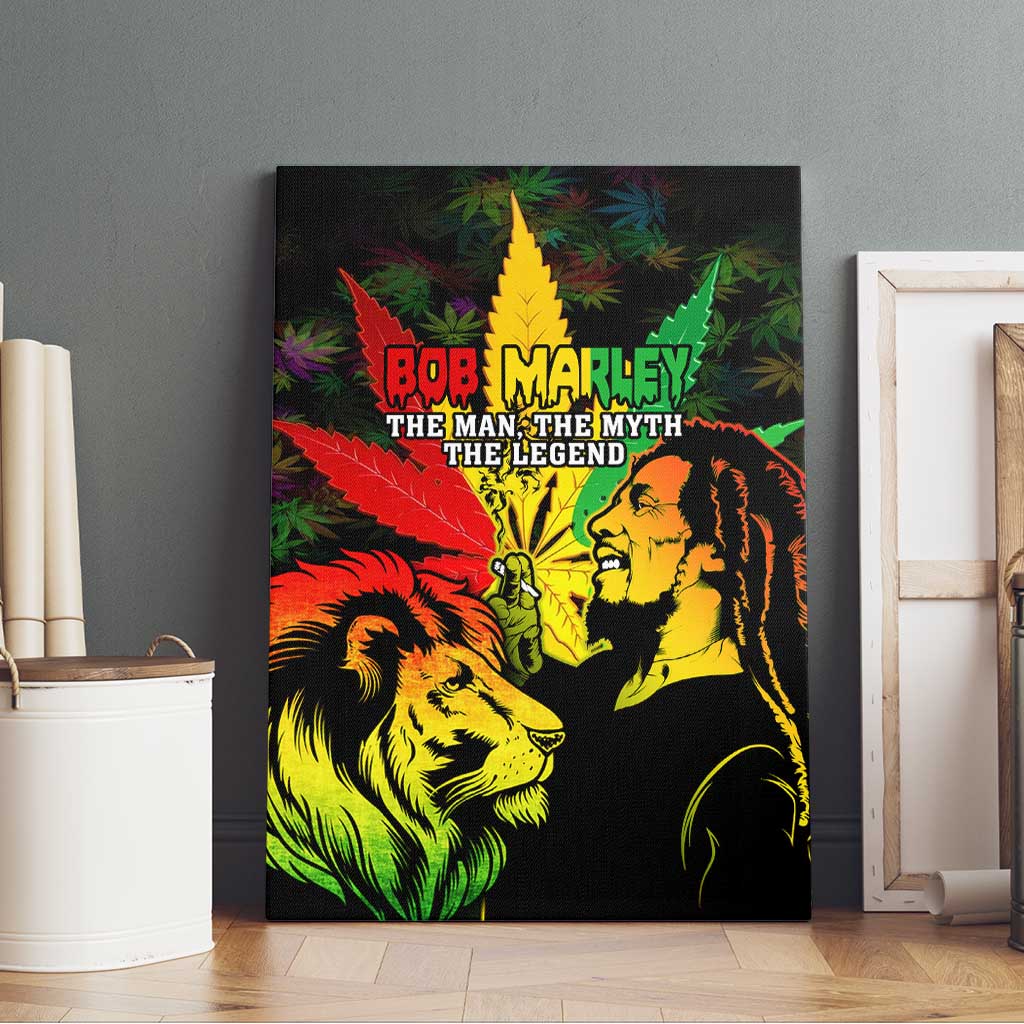 Afro Jamaica Legend Bob Canvas Wall Art Lion With Cannabis Leaf Pattern LT14