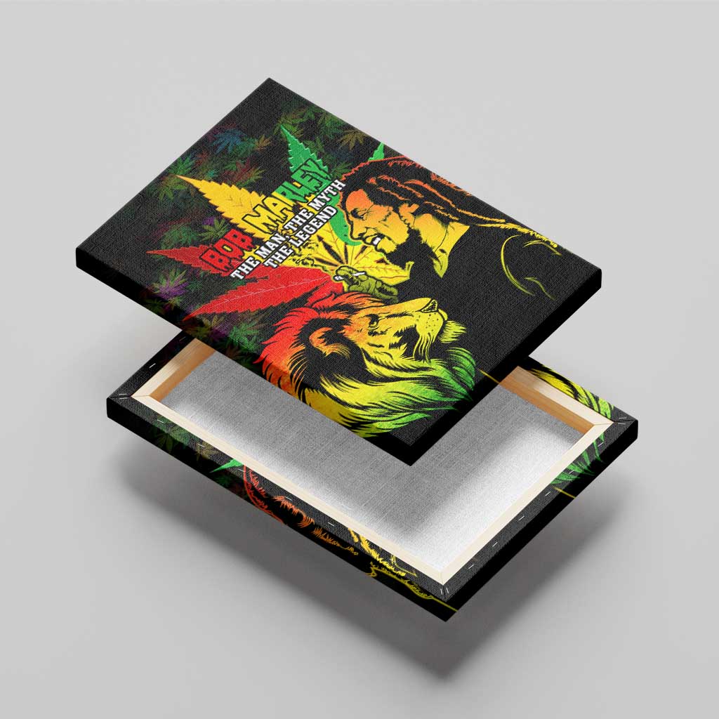 Afro Jamaica Legend Bob Canvas Wall Art Lion With Cannabis Leaf Pattern LT14