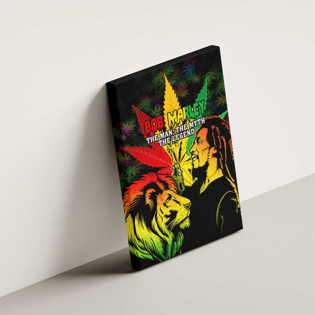 Afro Jamaica Legend Bob Canvas Wall Art Lion With Cannabis Leaf Pattern LT14
