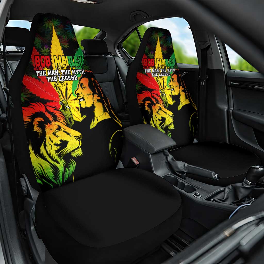 Afro Jamaica Legend Bob Car Seat Cover Lion With Cannabis Leaf Pattern LT14