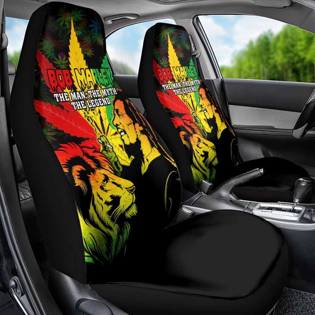 Afro Jamaica Legend Bob Car Seat Cover Lion With Cannabis Leaf Pattern LT14