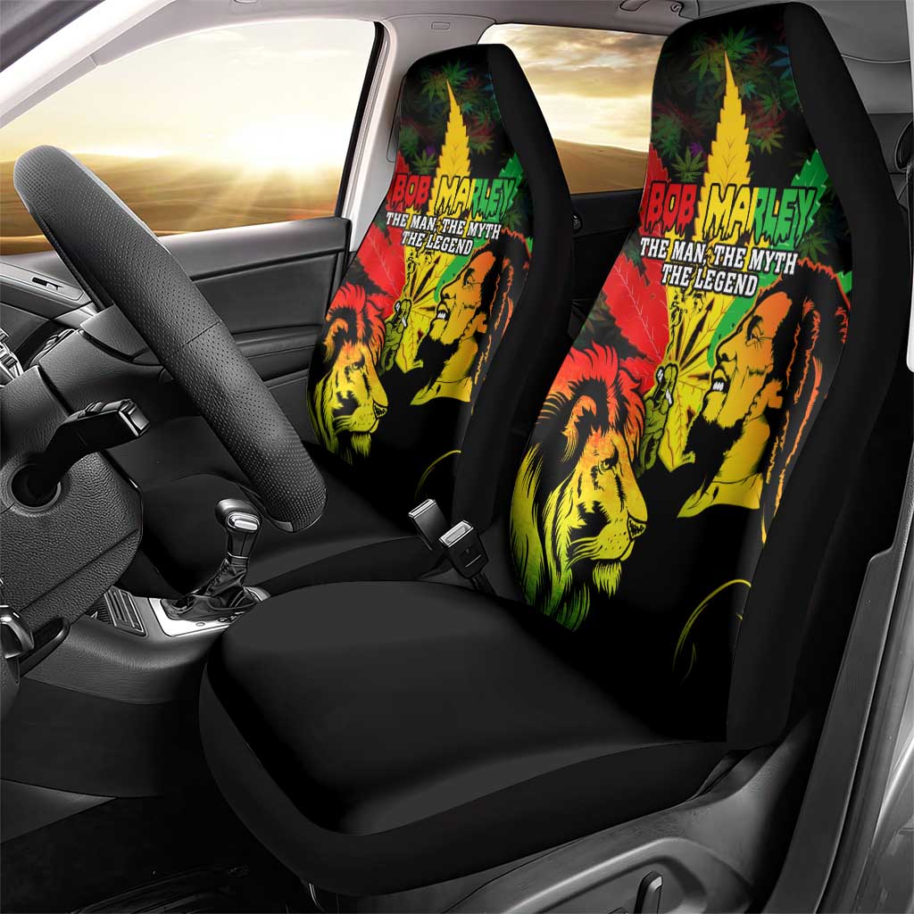Afro Jamaica Legend Bob Car Seat Cover Lion With Cannabis Leaf Pattern LT14