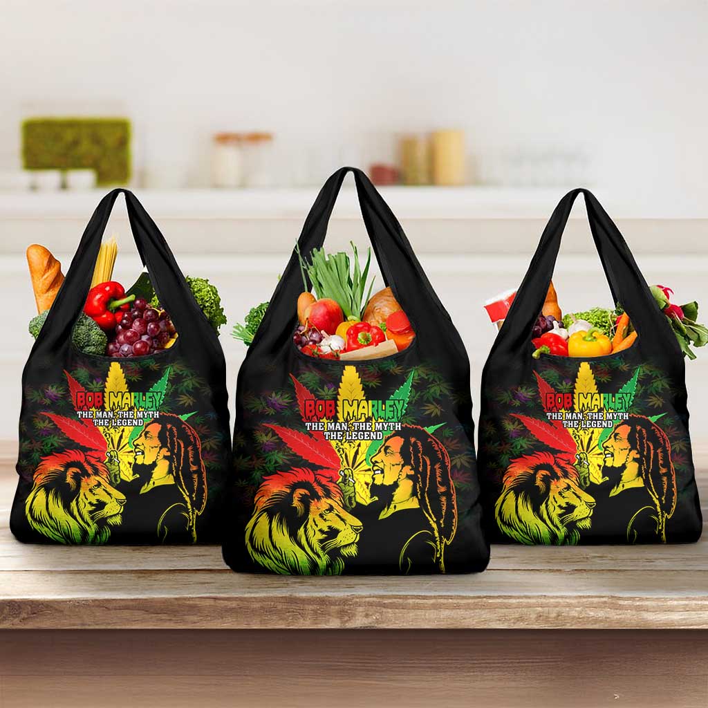 Afro Jamaica Legend Bob Grocery Bag Lion With Cannabis Leaf Pattern LT14
