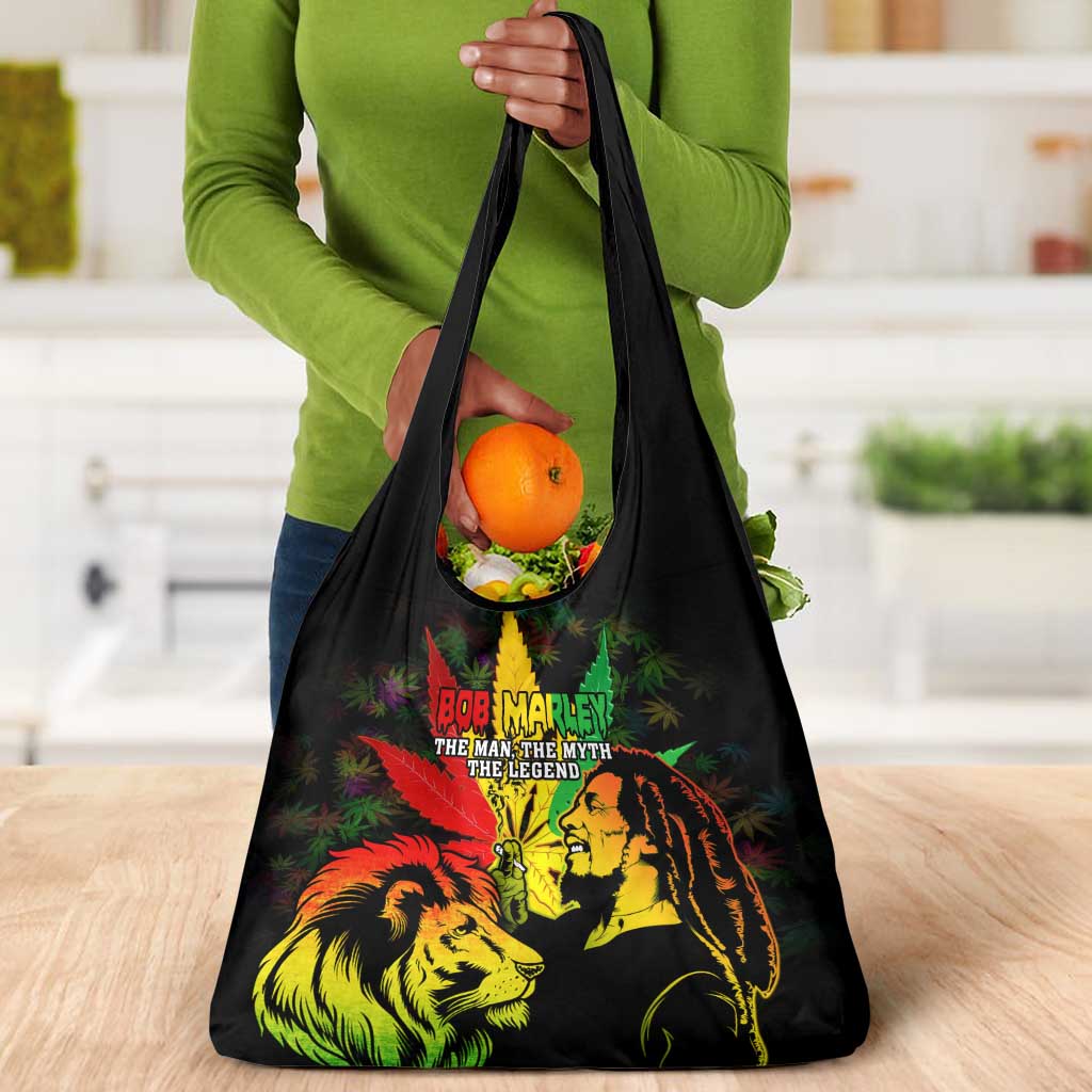 Afro Jamaica Legend Bob Grocery Bag Lion With Cannabis Leaf Pattern LT14