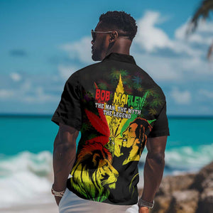 Afro Jamaica Legend Bob Hawaiian Shirt Lion With Cannabis Leaf Pattern LT14
