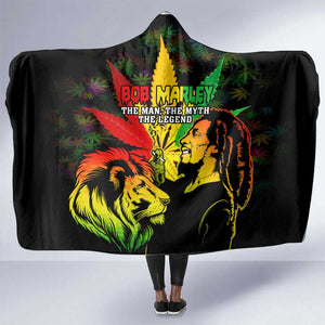 Afro Jamaica Legend Bob Hooded Blanket Lion With Cannabis Leaf Pattern LT14