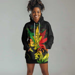Afro Jamaica Legend Bob Hoodie Dress Lion With Cannabis Leaf Pattern LT14