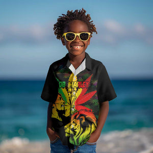 Afro Jamaica Legend Bob Kid Hawaiian Shirt Lion With Cannabis Leaf Pattern LT14
