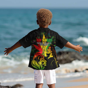 Afro Jamaica Legend Bob Kid Hawaiian Shirt Lion With Cannabis Leaf Pattern LT14