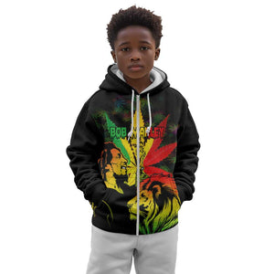 Afro Jamaica Legend Bob Kid Hoodie Lion With Cannabis Leaf Pattern LT14