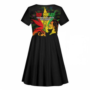 Afro Jamaica Legend Bob Kid Short Sleeve Dress Lion With Cannabis Leaf Pattern LT14