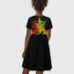Afro Jamaica Legend Bob Kid Short Sleeve Dress Lion With Cannabis Leaf Pattern LT14