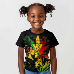 Afro Jamaica Legend Bob Kid T shirt Lion With Cannabis Leaf Pattern LT14