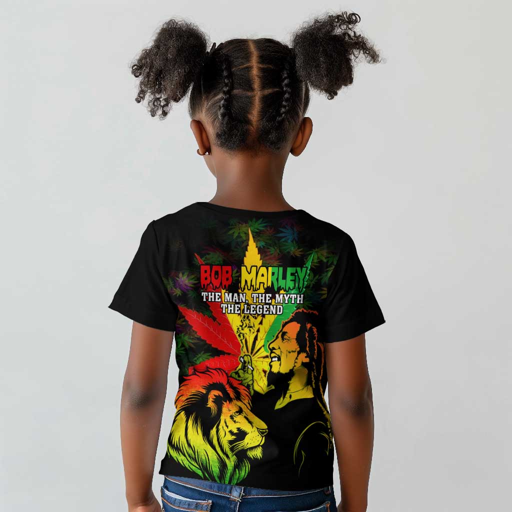 Afro Jamaica Legend Bob Kid T shirt Lion With Cannabis Leaf Pattern LT14