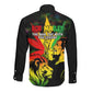 Afro Jamaica Legend Bob Long Sleeve Button Shirt Lion With Cannabis Leaf Pattern LT14