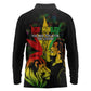 Afro Jamaica Legend Bob Long Sleeve Polo Shirt Lion With Cannabis Leaf Pattern LT14