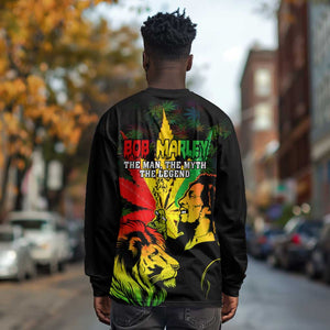 Afro Jamaica Legend Bob Long Sleeve Shirt Lion With Cannabis Leaf Pattern LT14