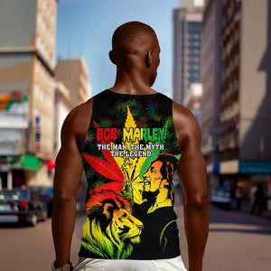 Afro Jamaica Legend Bob Men Tank Top Lion With Cannabis Leaf Pattern LT14