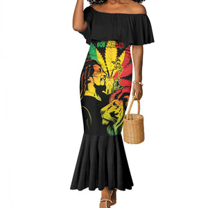 Afro Jamaica Legend Bob Mermaid Dress Lion With Cannabis Leaf Pattern LT14