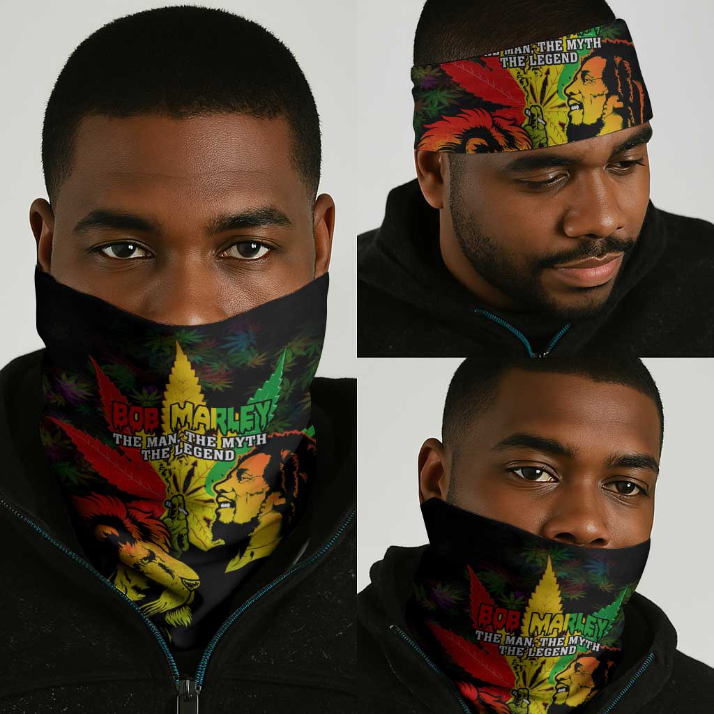 Afro Jamaica Legend Bob Neck Gaiter Lion Cannabis Leaf Pattern LT14
