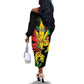 Afro Jamaica Legend Bob Off The Shoulder Long Sleeve Dress Lion With Cannabis Leaf Pattern LT14