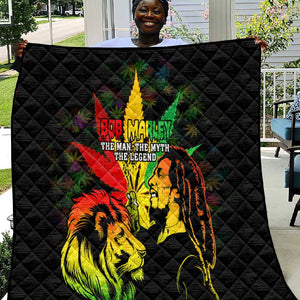 Afro Jamaica Legend Bob Quilt Lion With Cannabis Leaf Pattern LT14