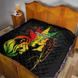 Afro Jamaica Legend Bob Quilt Lion With Cannabis Leaf Pattern LT14